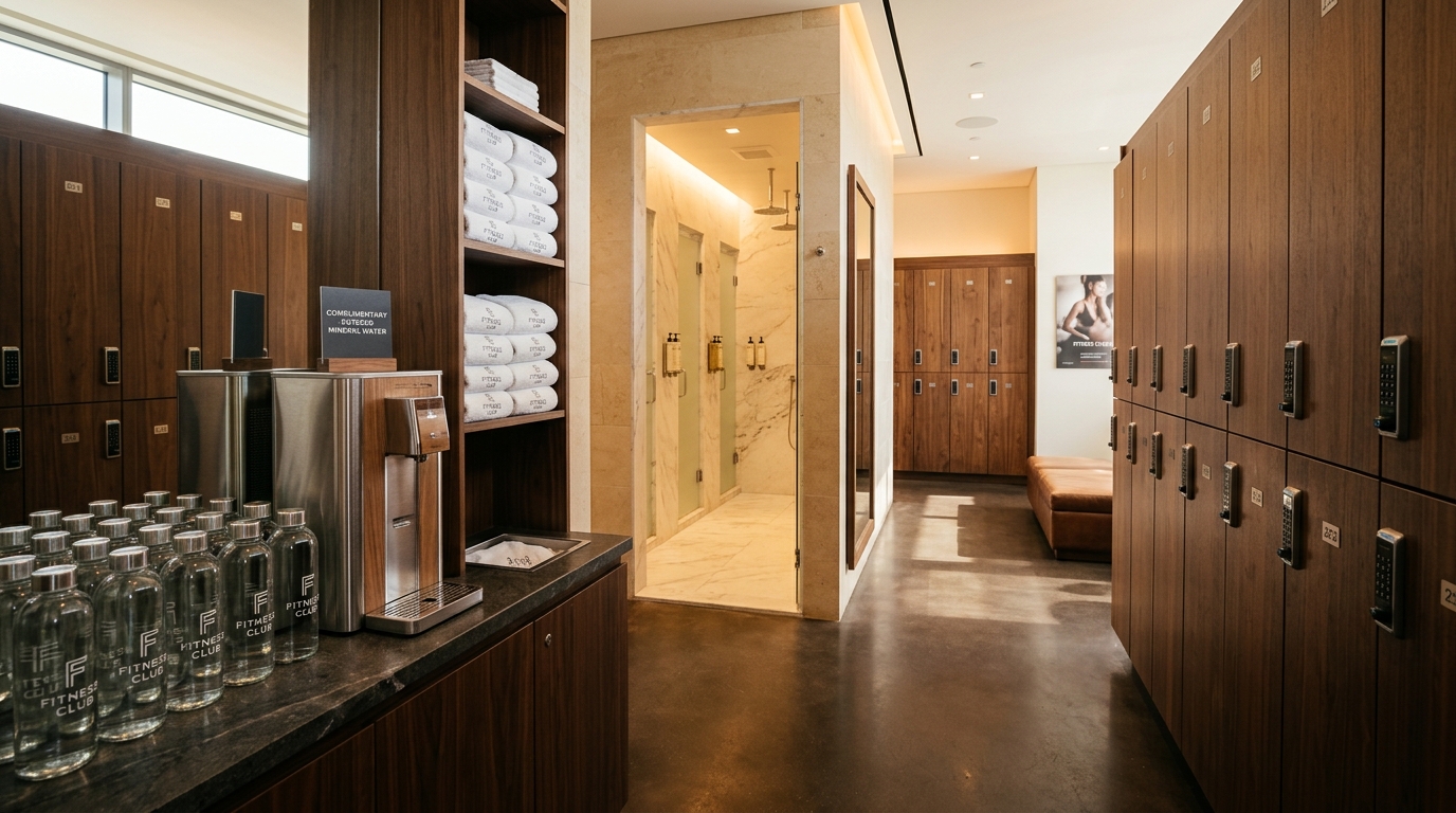 Locker, Free Mineral Water & Shower Area